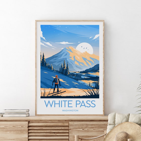 White Pass Ski Print Colorado White Pass Poster Wedding Gift Birthday