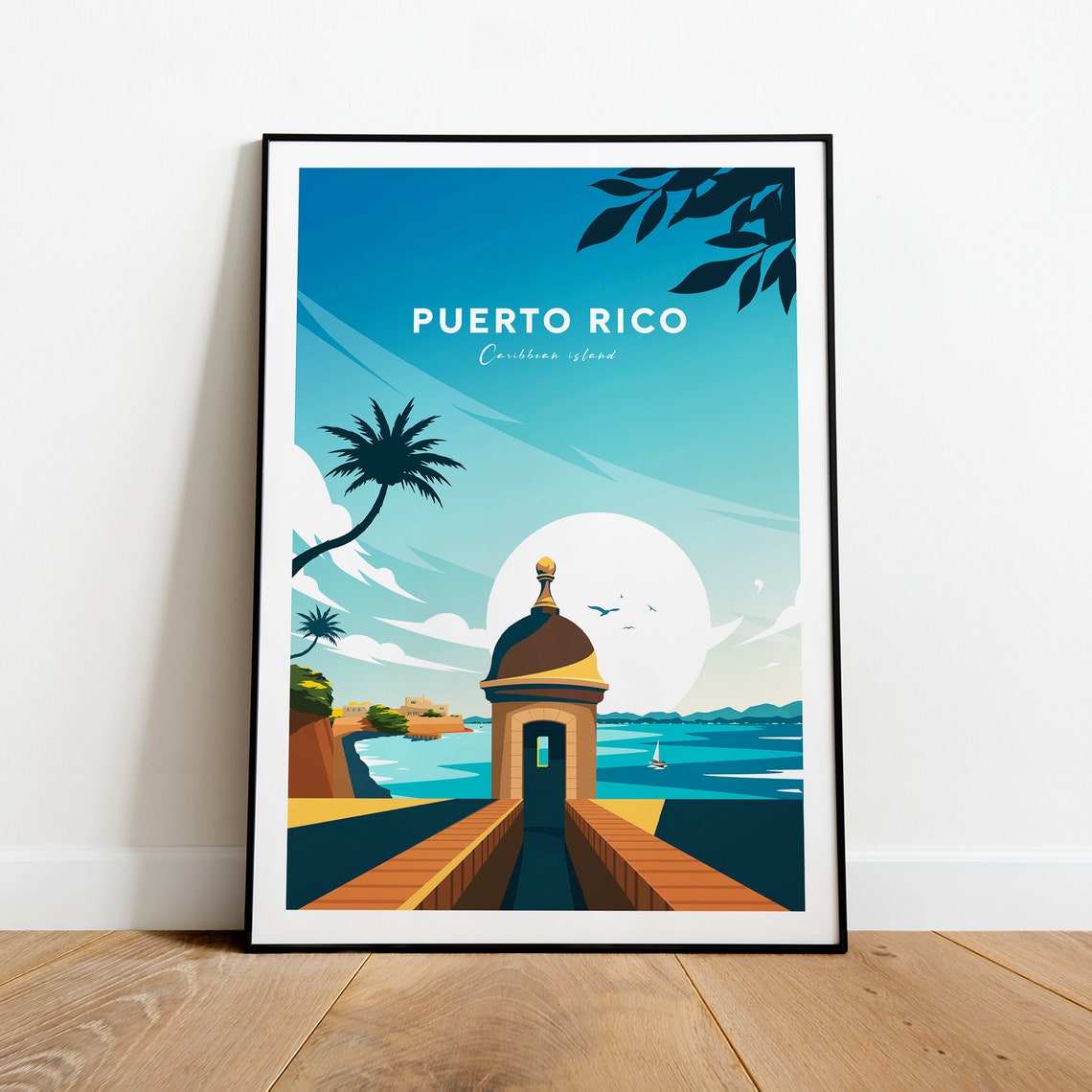 Puerto Rico El Morro Sentry Box Caribbean Island Coast Travel Poster - Image 2