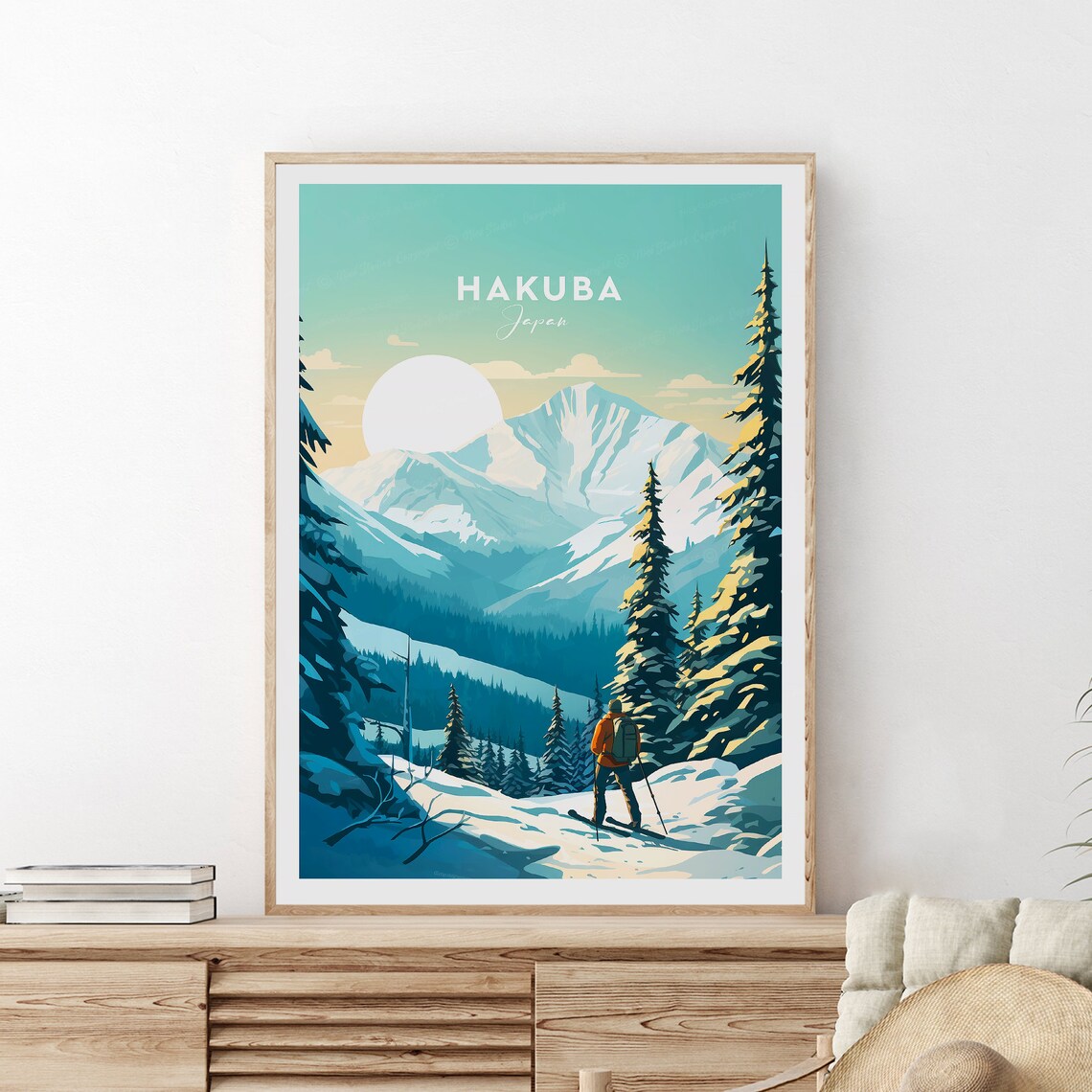 Hakuba Japan Alpine Ski Resort Powder Peaks Winter Travel Poster - Image 2