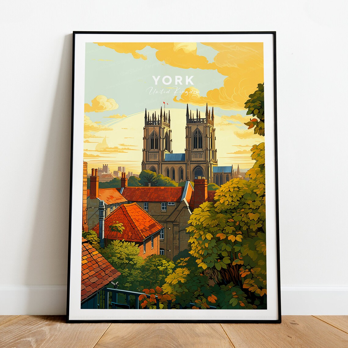 York England York Minster Cathedral Autumn Cityscape Travel Poster - Image 2