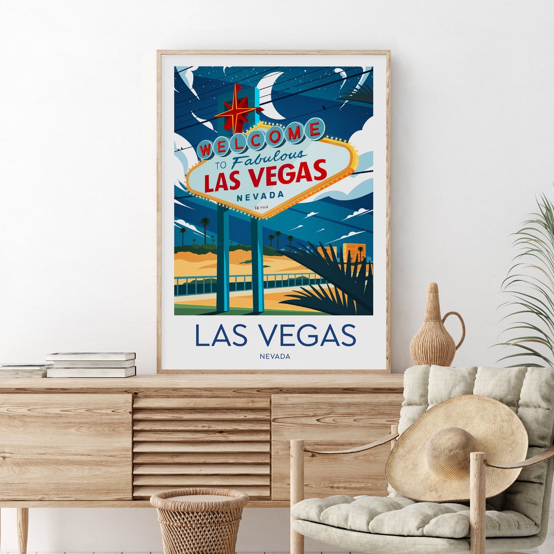 Iconic Welcome to Fabulous Las Vegas Nevada Sign Night Poster