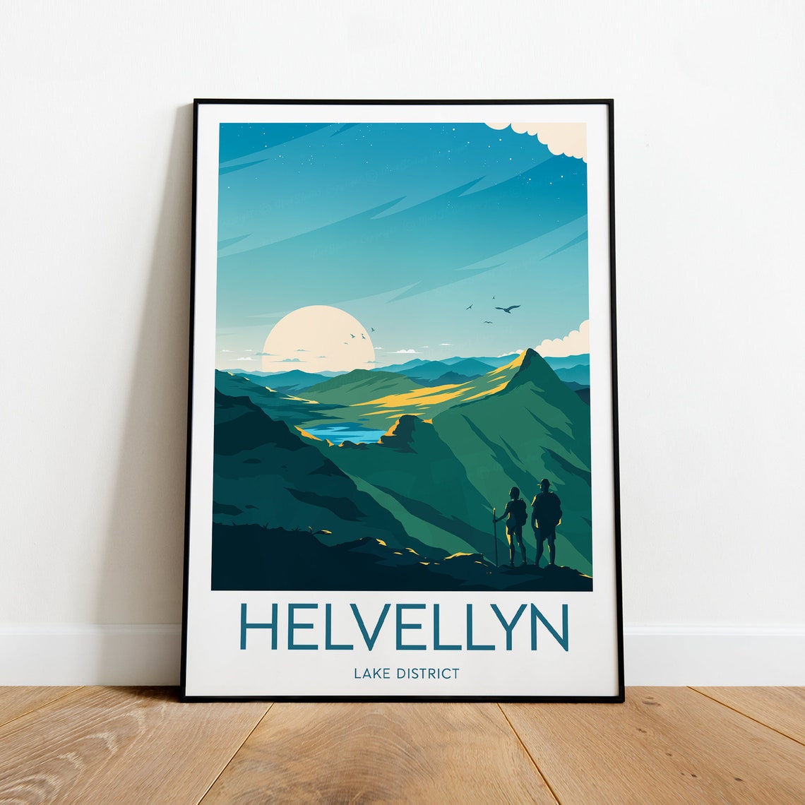 Helvellyn Lake District Hikers Summit Sunset Hiking Travel Poster - Image 2