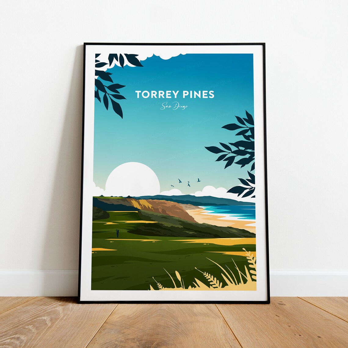 Torrey Pines Traditional Golf Print San Diego Golf Course Posters Wedding Gift Birthday