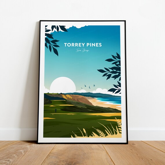 Torrey Pines Traditional Golf Print San Diego Golf Course Posters Wedding Gift Birthday