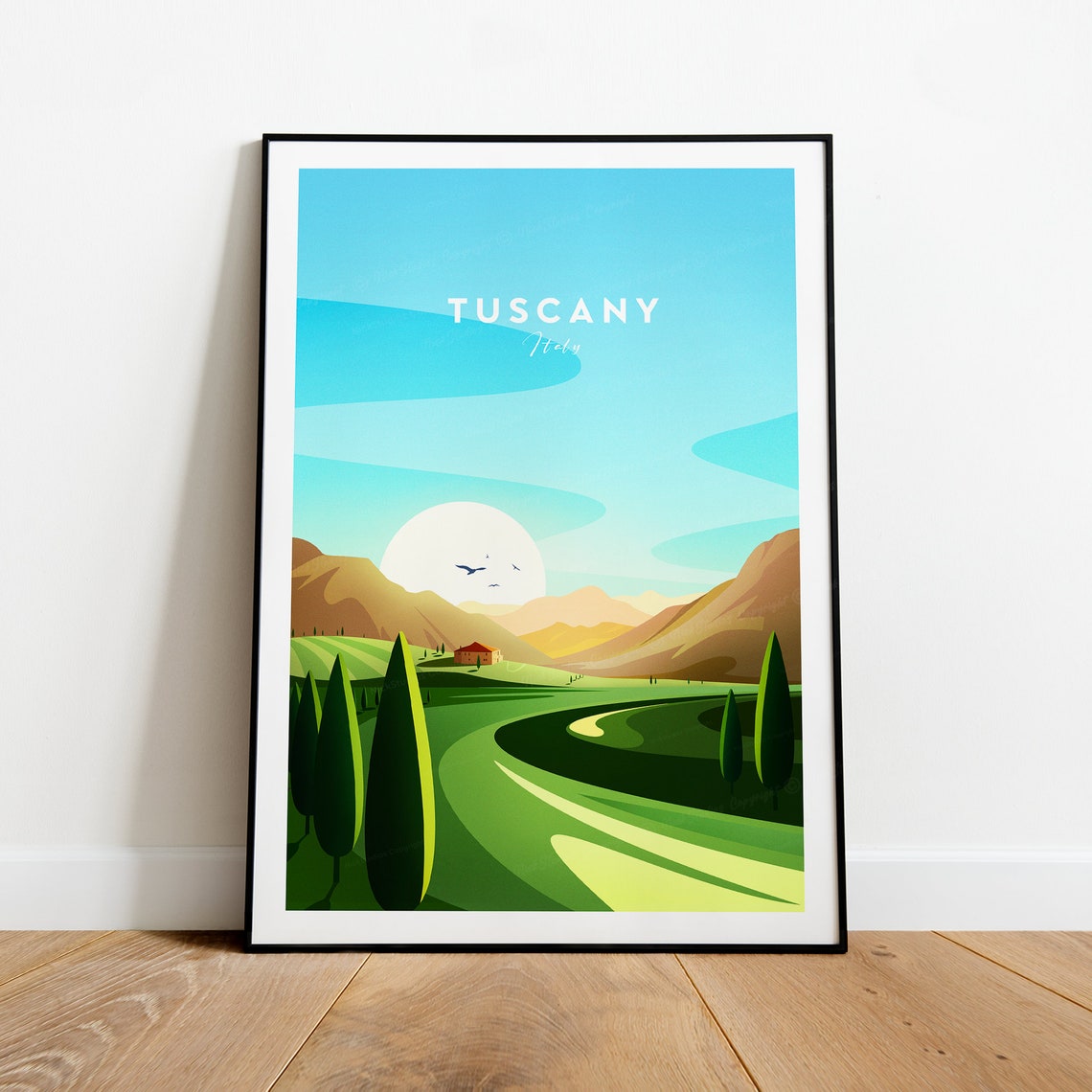 Tuscany Italy Rolling Green Hills Cypress Trees Countryside Poster - Image 2
