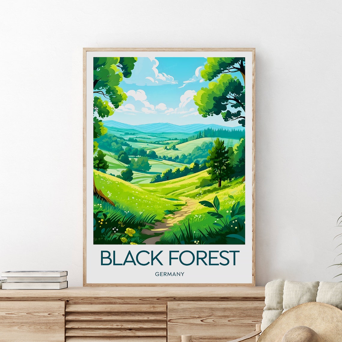 Black Forest Germany Lush Green Valley Hiking Trail Travel Poster