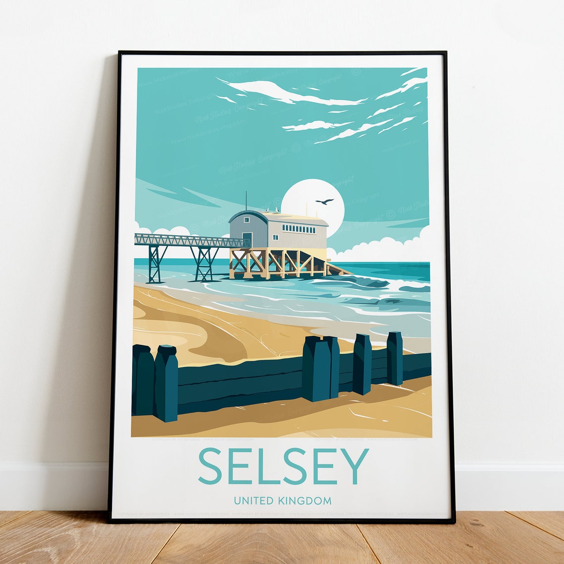 Selsey United Kingdom Seaside Pier on Golden Beach Travel Poster - Image 2