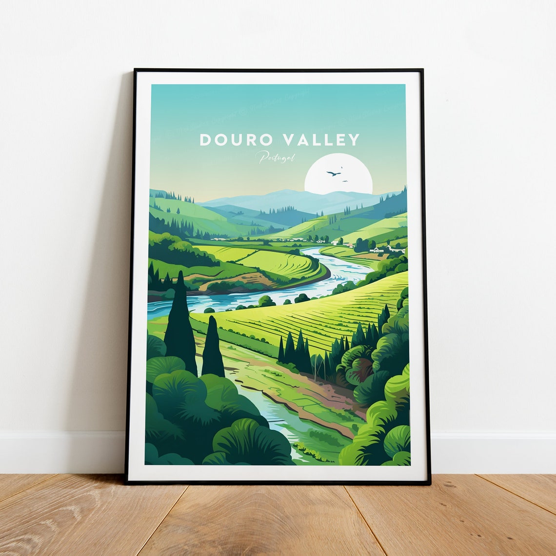 Douro Valley Portugal Vineyard River Landscape Travel Poster