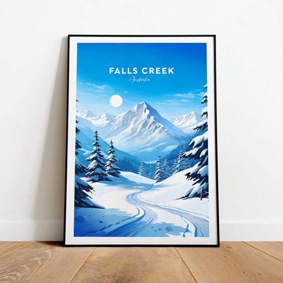 Falls Creek Traditional Travel Print Australia Ski Resort Falls Creek Poster Ski Art Wedding Gift Birthday
