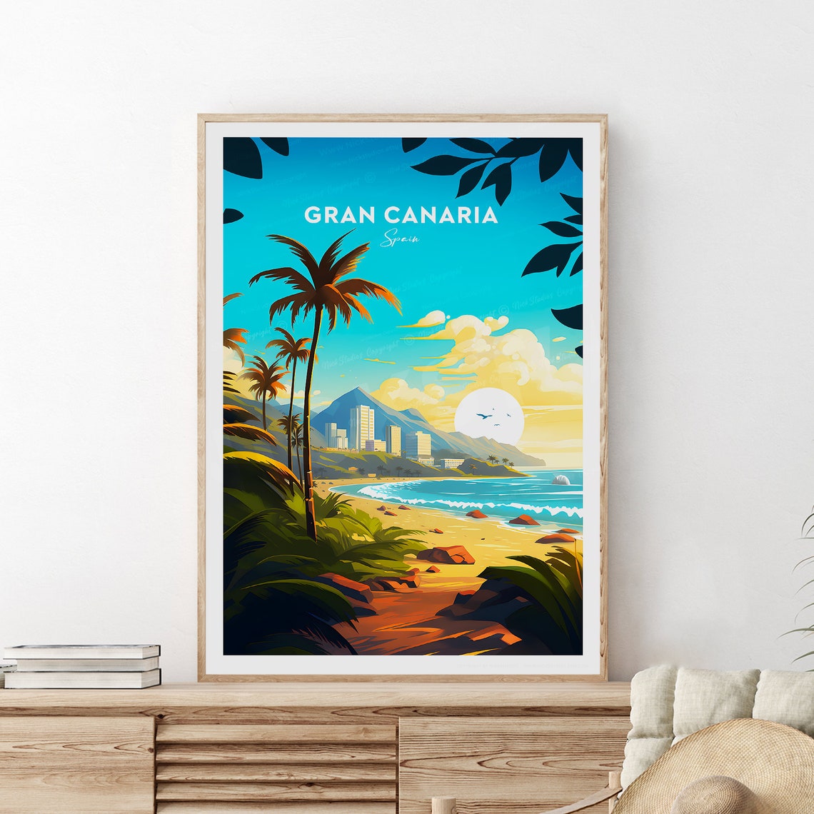 Gran Canaria Spain Golden Palm Beach With Resort Coast Poster - Image 2
