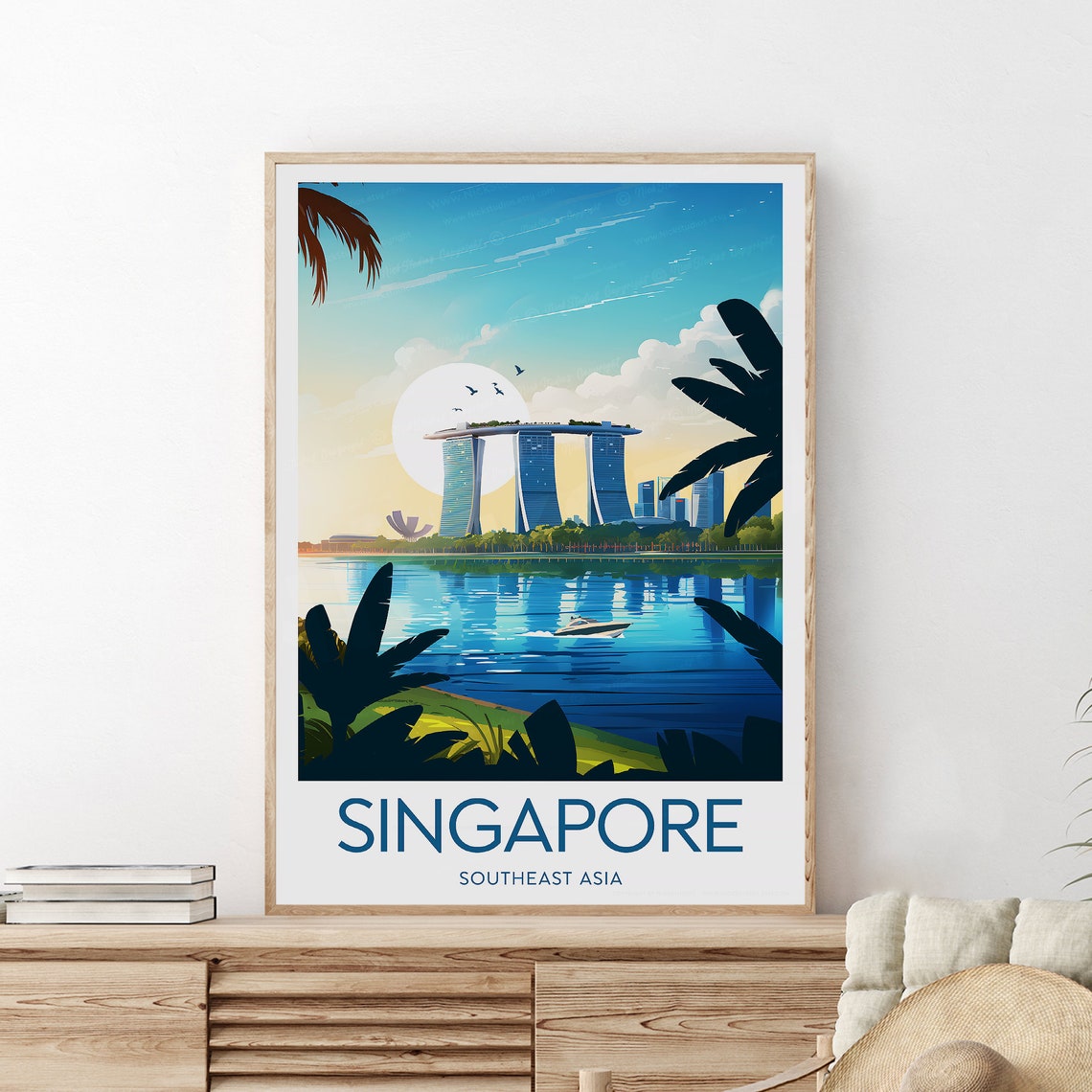 Singapore Marina Bay Sands Waterfront Skyline Sunset Wall Art - Image 2