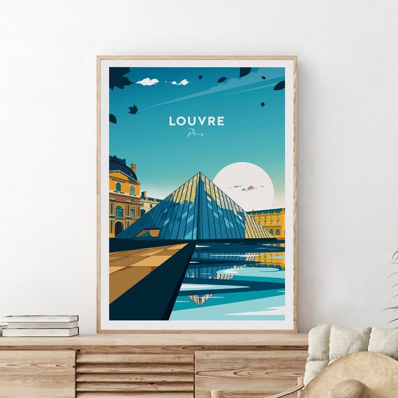 Louvre Pyramid Paris Daytime View of the Glass Pyramid Travel Poster