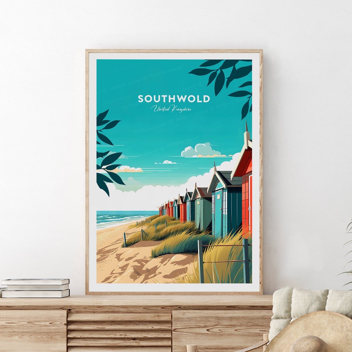 Southwold Beach Huts Suffolk Coast Seaside Summer Travel Poster