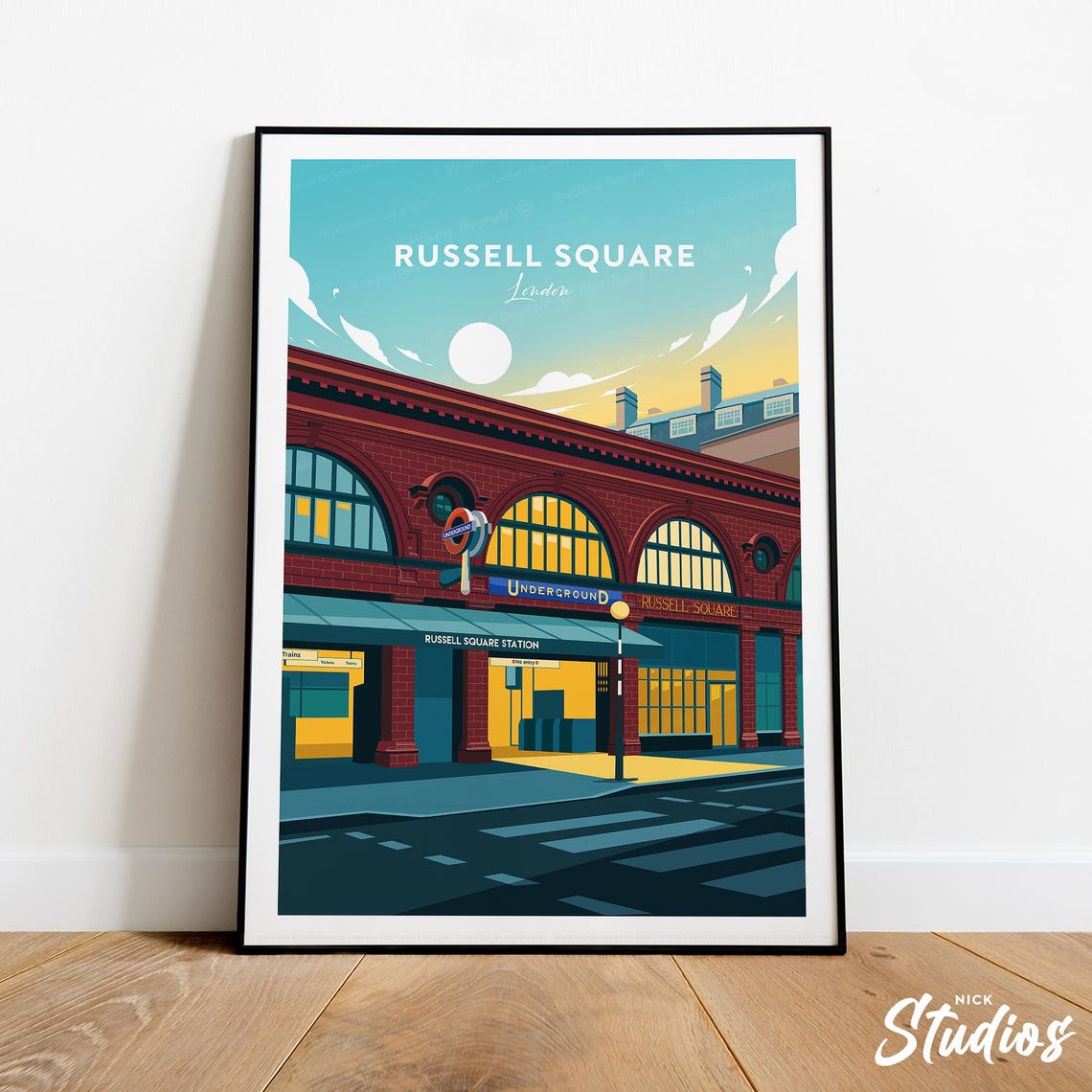 Russell Square London Traditional Tube Station Travel Poster Art