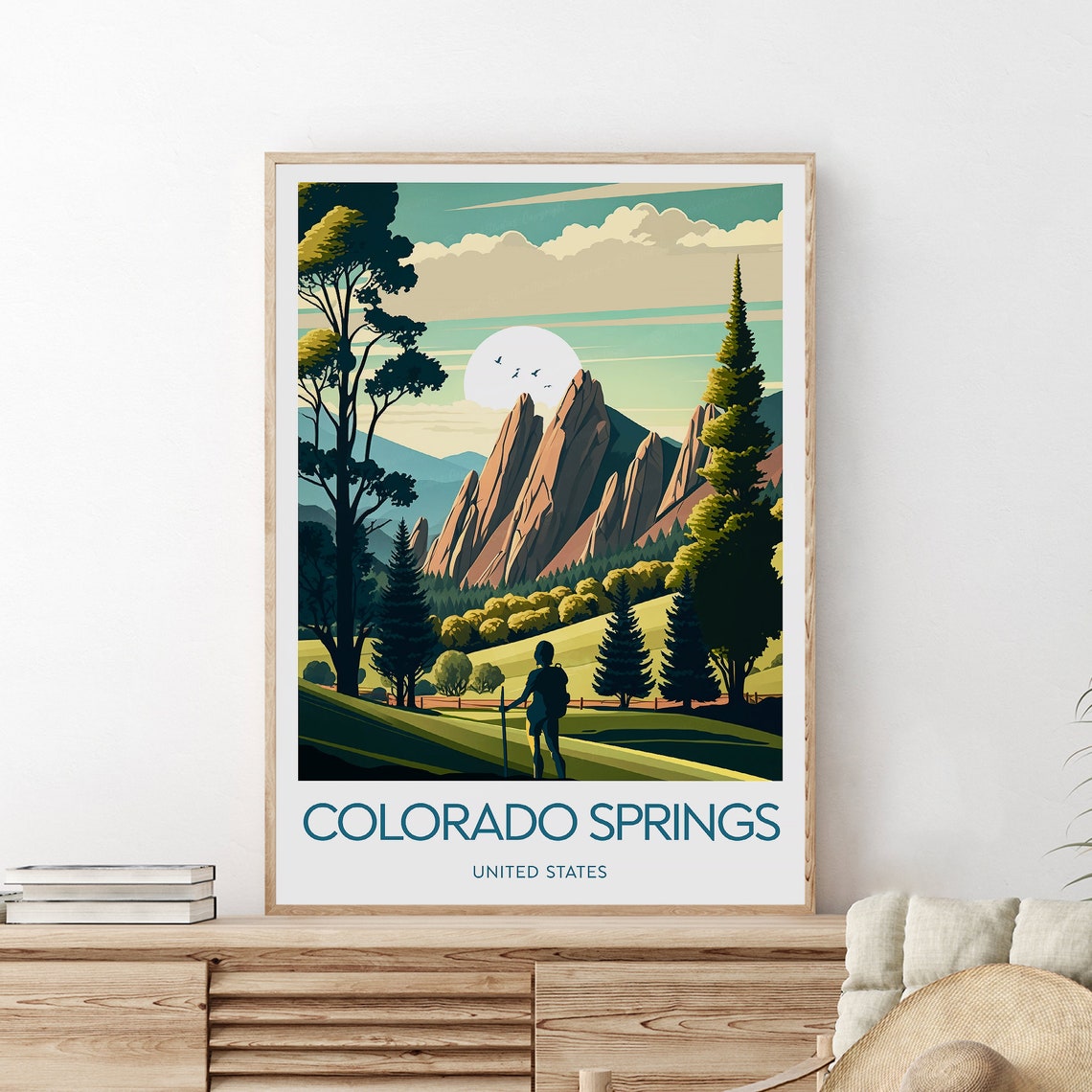 Colorado Springs USA Red Rock Formations Hiker Trail Travel Poster - Image 2