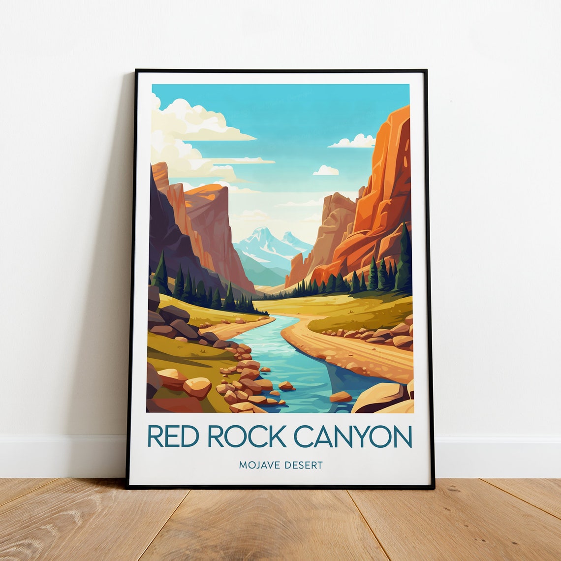 Red Rock Canyon Mojave Desert River Valley Cliffs Travel Poster