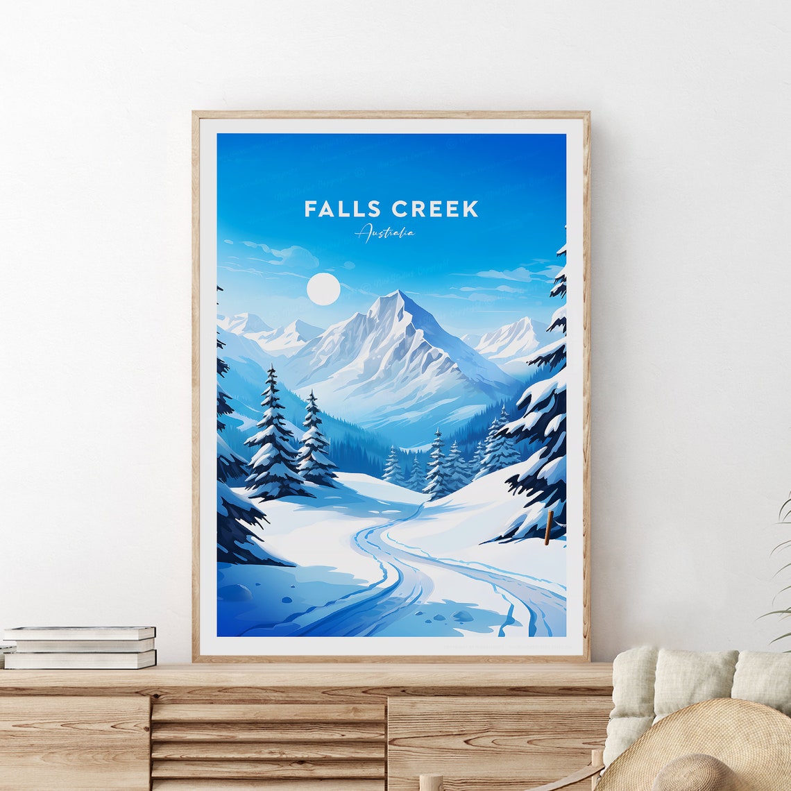 Falls Creek Australia Snowy Mountain Ski Slope Scene View Poster - Image 2