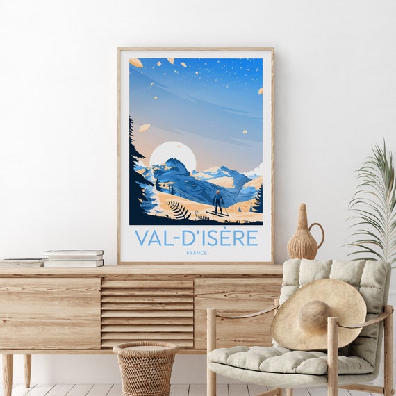 Val Disere Travel Print France Val Disere Poster Ski Poster Ski Resort Print Val Disere Ski Wedding Gift Birthday