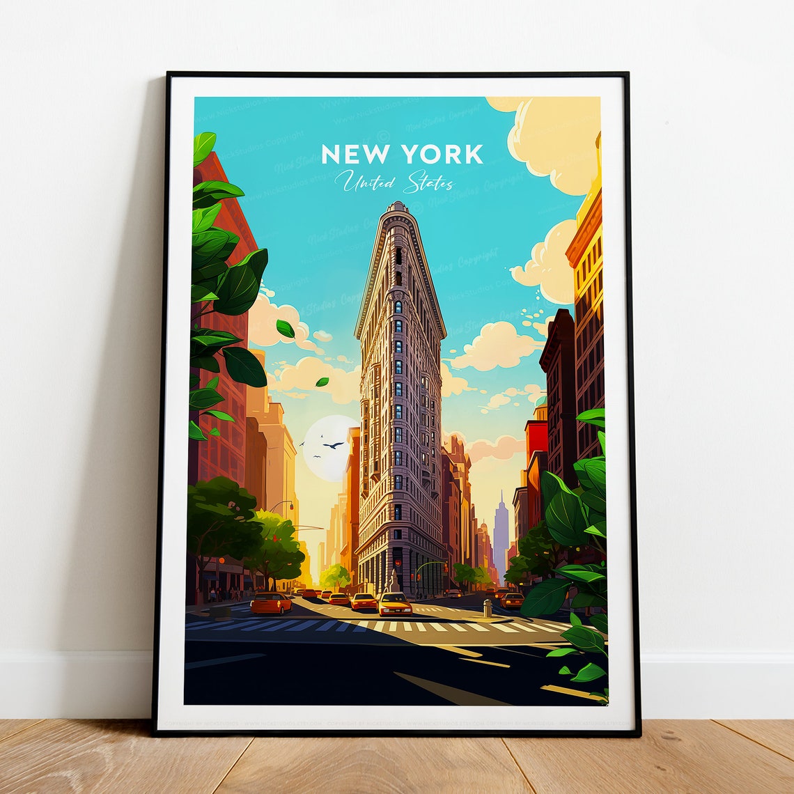 New York City Flatiron Building Manhattan Street Sunset Poster - Image 2