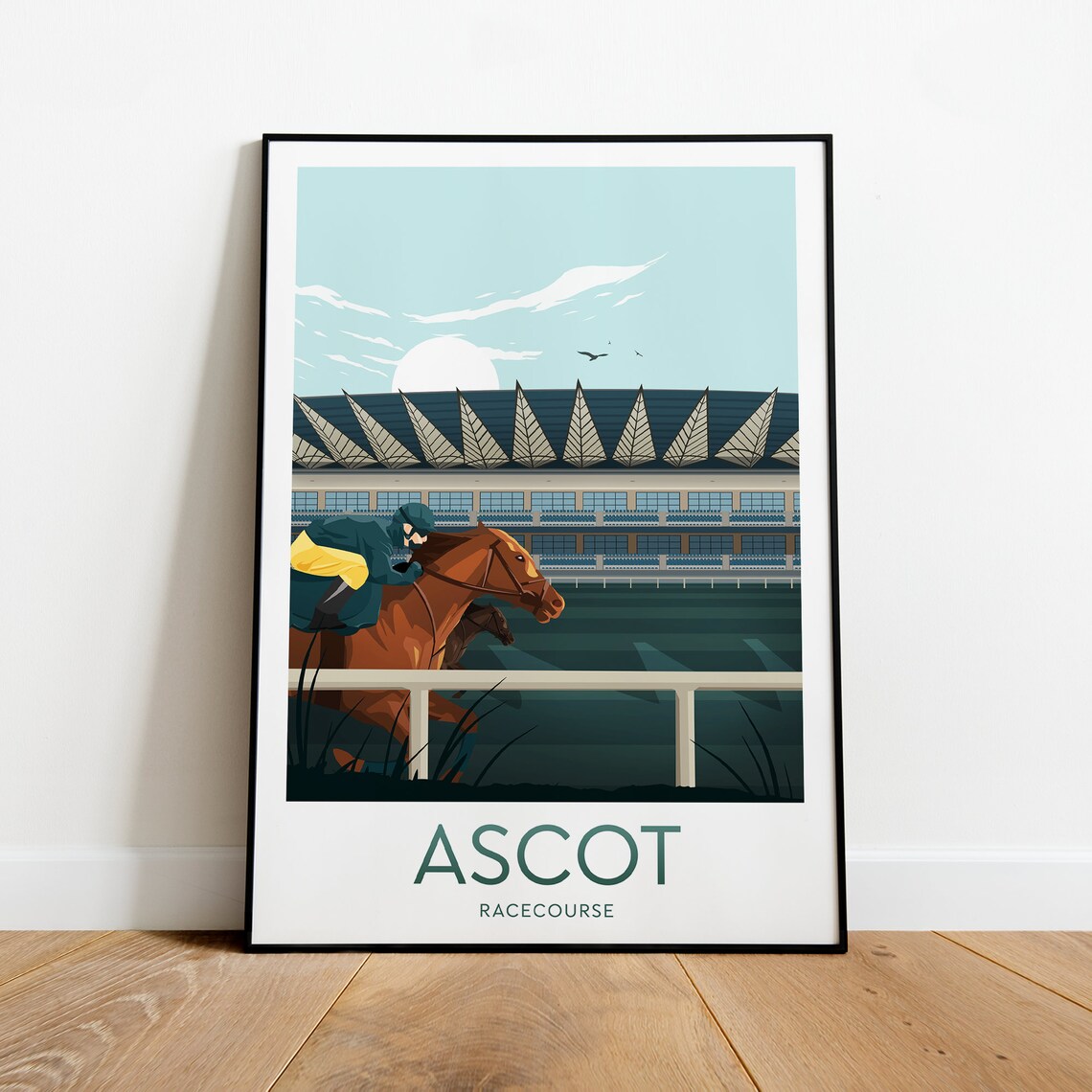 Ascot Racecourse UK Horse Racing Jockey Finish Sports Poster - Image 2