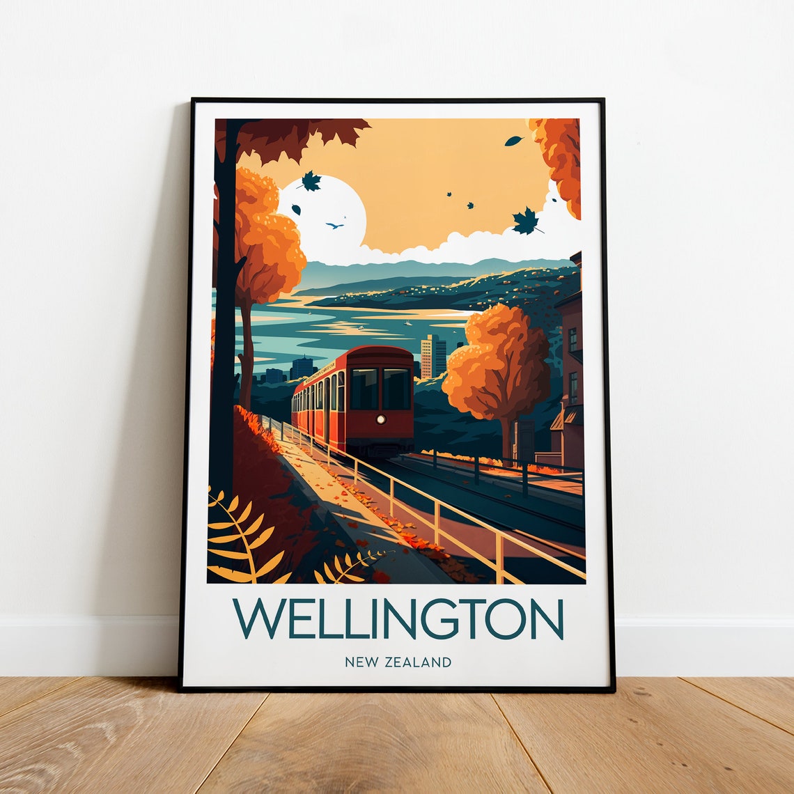 Wellington Evening Travel Print New Zealand Wellington Poster New Zealand Print Wedding Gift Birthday