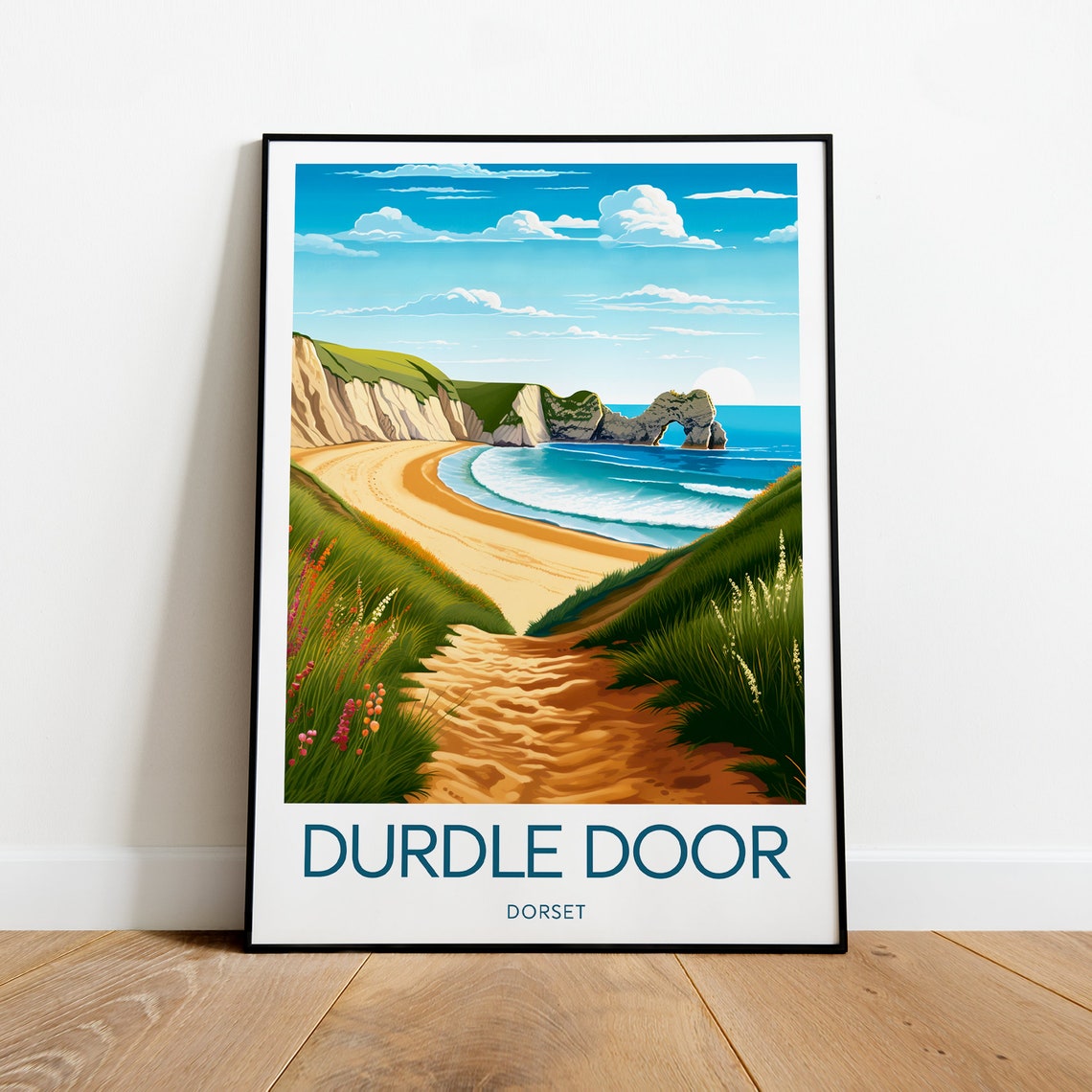 Durdle Door Dorset Jurassic Coast Limestone Arch Beach Travel Poster
