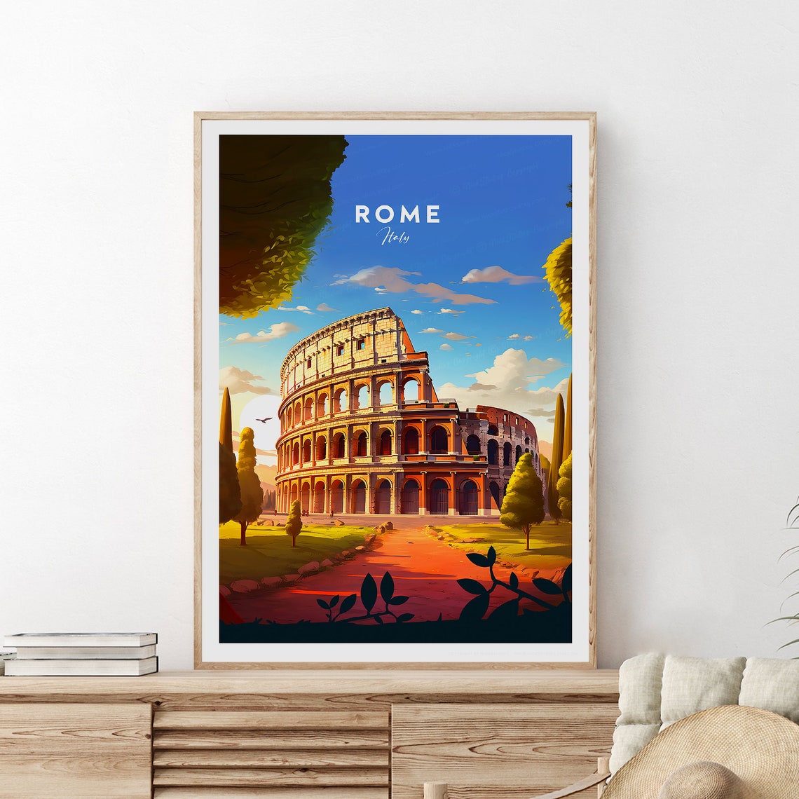 Rome Italy Colosseum Ancient Amphitheatre Golden Light Poster
