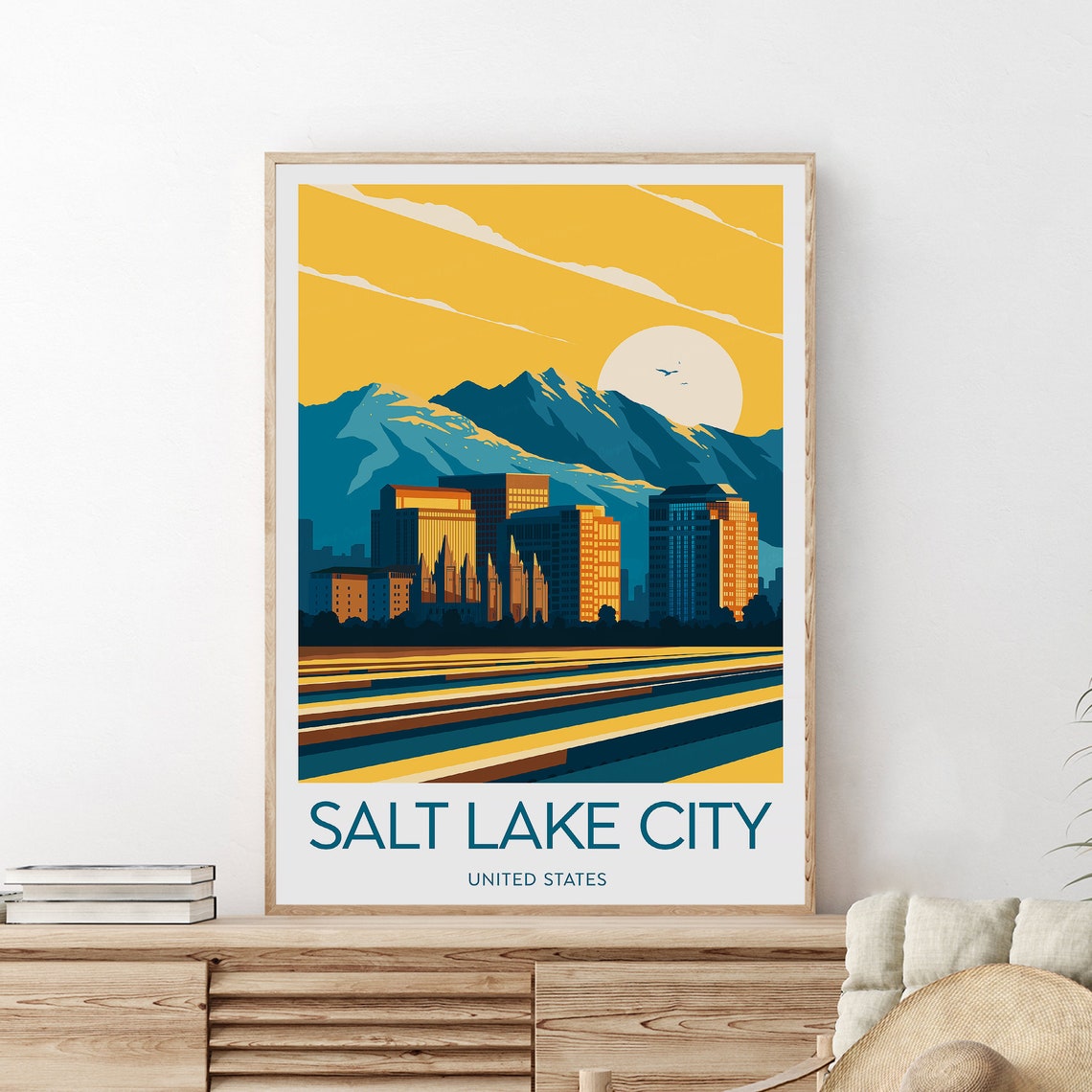 Salt Lake City Travel Print United States Utah Poster Salt Lake City Poster Birthday Wedding Gift