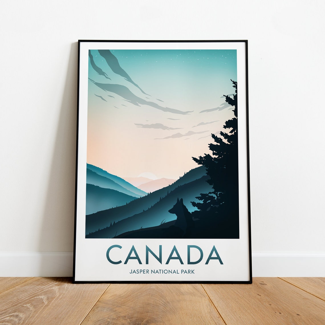Jasper National Park Canada Wolf Ridge Alpine Sunset Travel Poster - Image 2