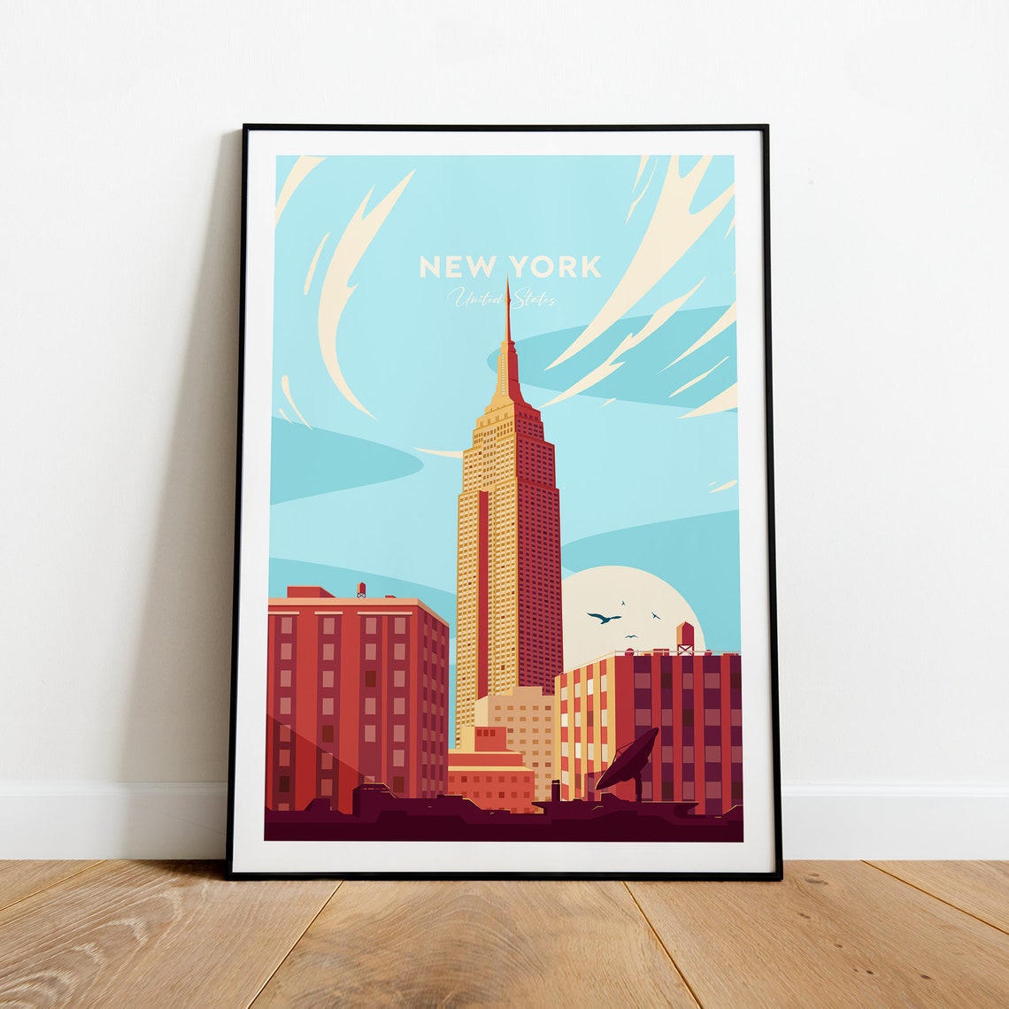 New York Empire State Building Art Deco Sunset Skyscraper Poster