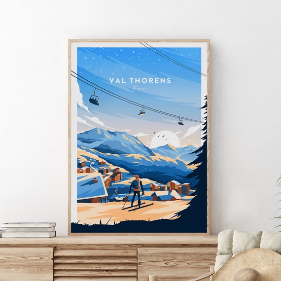 Threedimentional Val Thorens Travel Print France Val Thorens Poster Ski Poster Ski Resort Print Birthday Gift