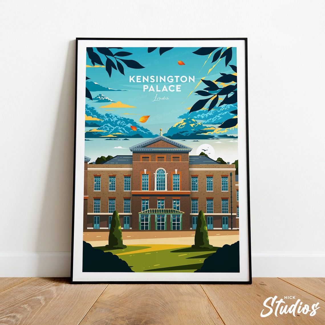 Kensington Palace Traditional Travel Print London Kensington Poster Kensington Palace Print Kensington Palace Artwork Wedding Gift