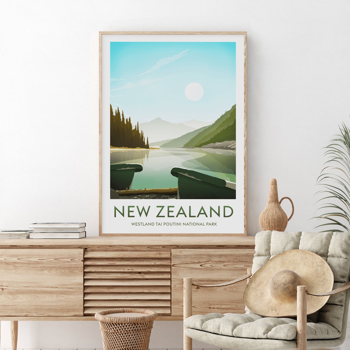 New Zealand Traditional Travel Print Tai Poutini New Zealand Print New Zealand Poster Tai Poutini Print Tai Poutini Poster - Image 2