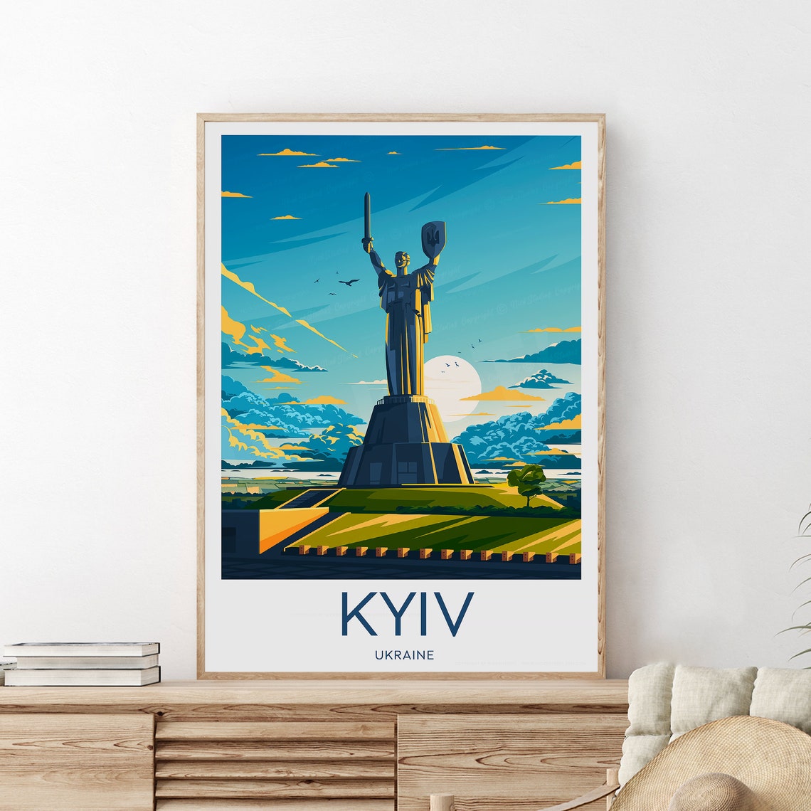 Kyiv Ukraine Motherland Monument Statue Sunset Travel Poster - Image 2