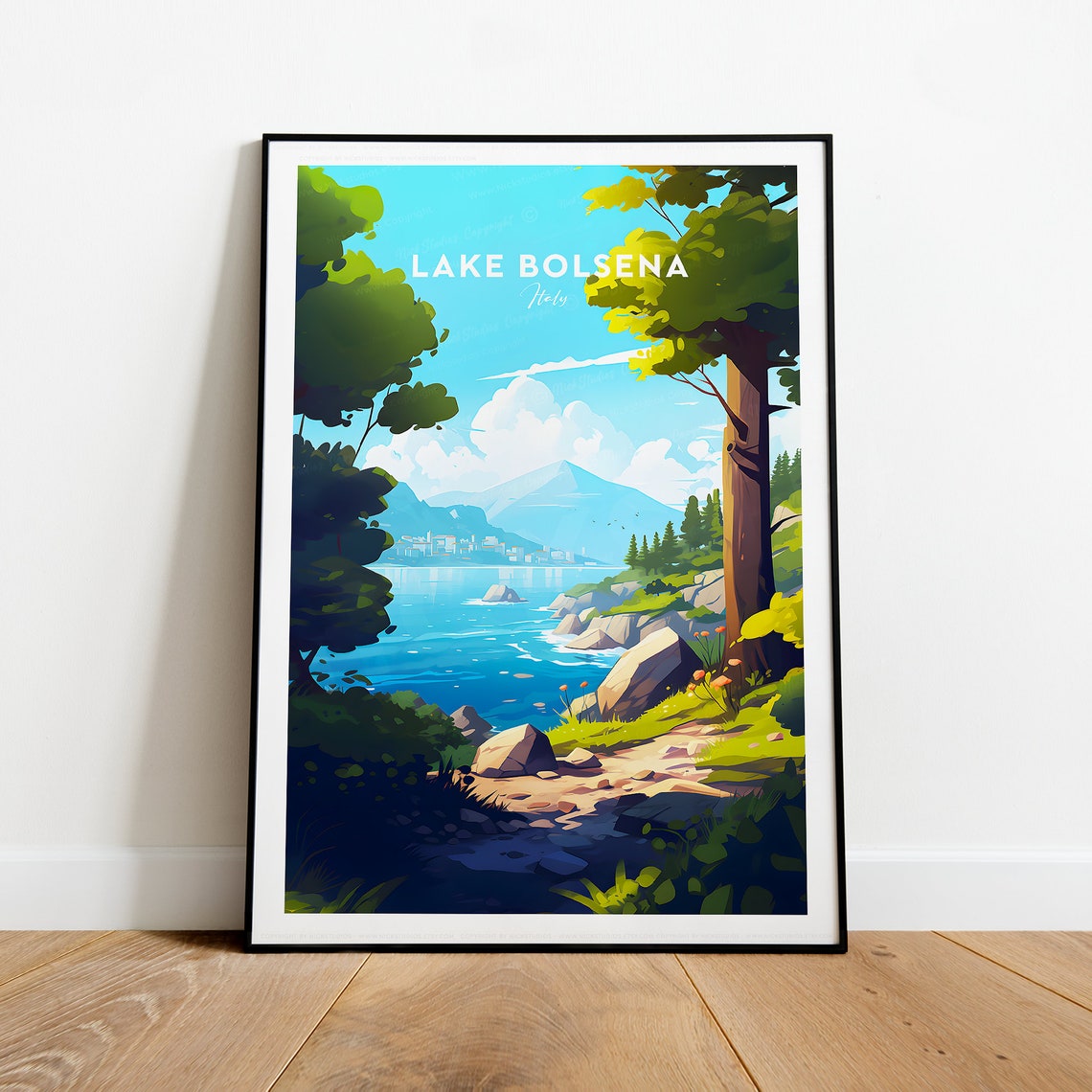 Lake Bolsena Italy Lakeside Trail Serene Nature Travel Poster