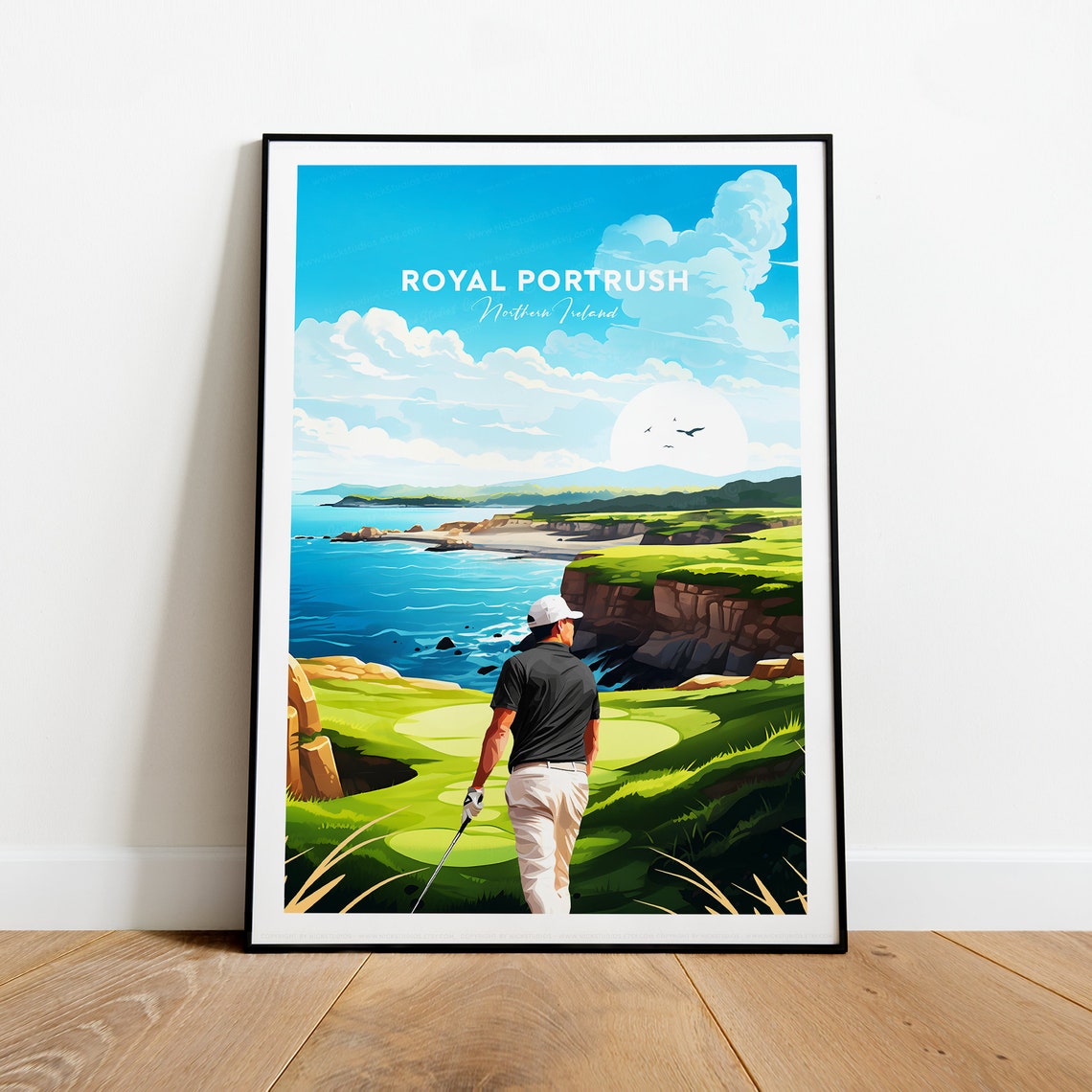 Royal Portrush Northern Ireland Coastal Links Golf Travel Poster