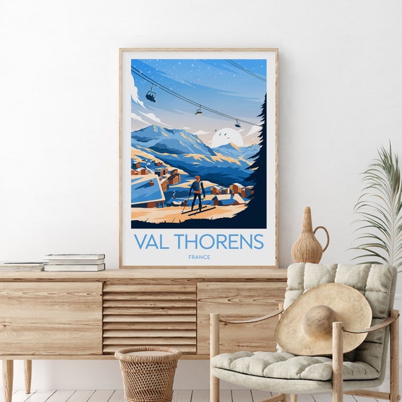 Val Thorens Travel Print France Val Thorens Poster Ski Poster Ski Resort Print Val Thorens Ski Wedding Gift Birthday