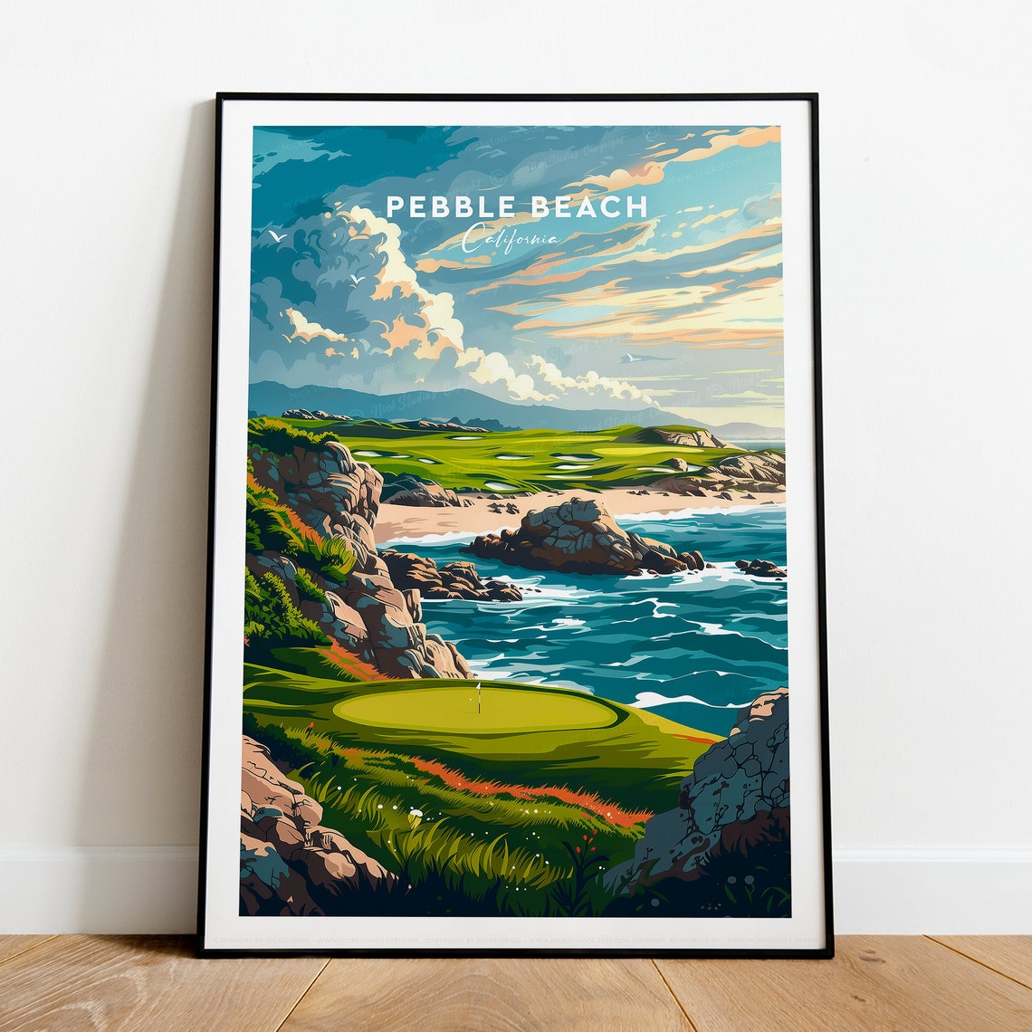 Legendary Pebble Beach California Golf Course Ocean Cliff Poster - Image 2