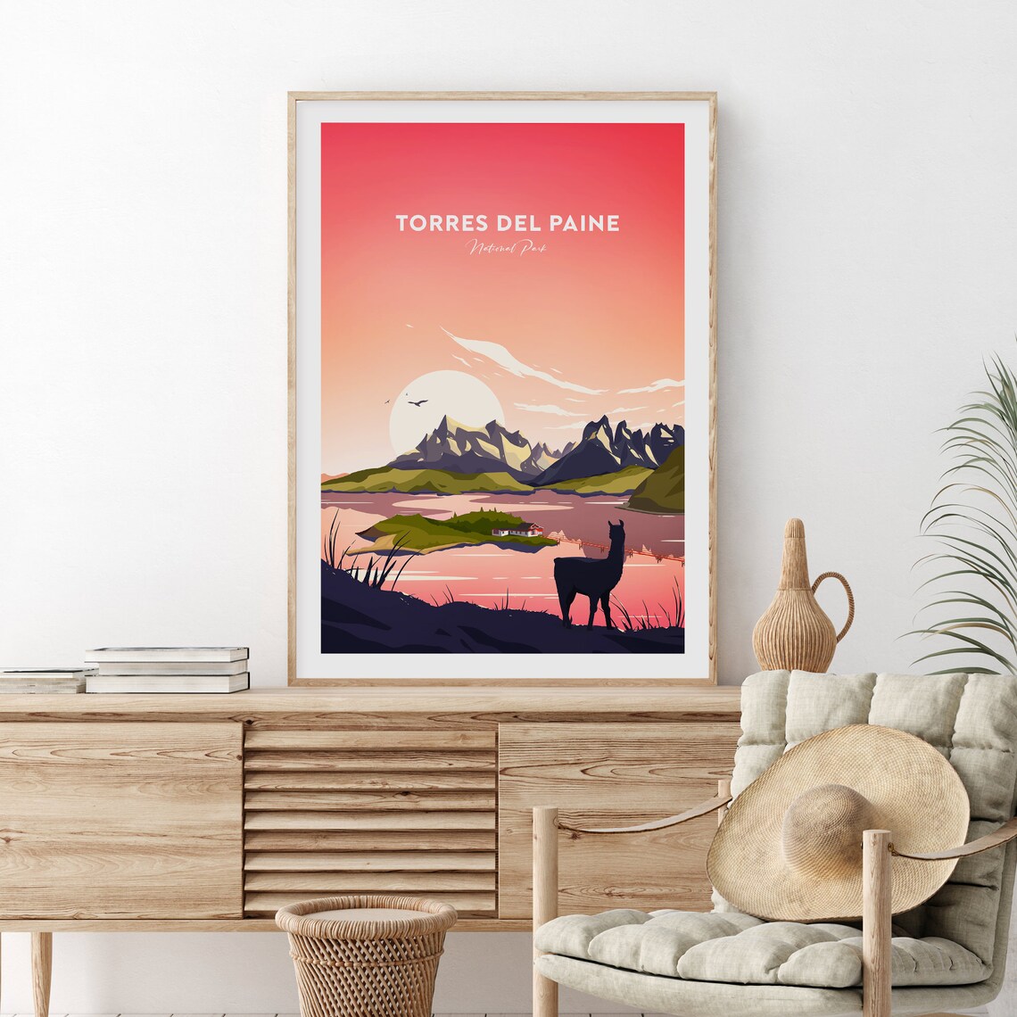 Torres del Paine National Park Patagonia Sunset Travel Poster - Image 2