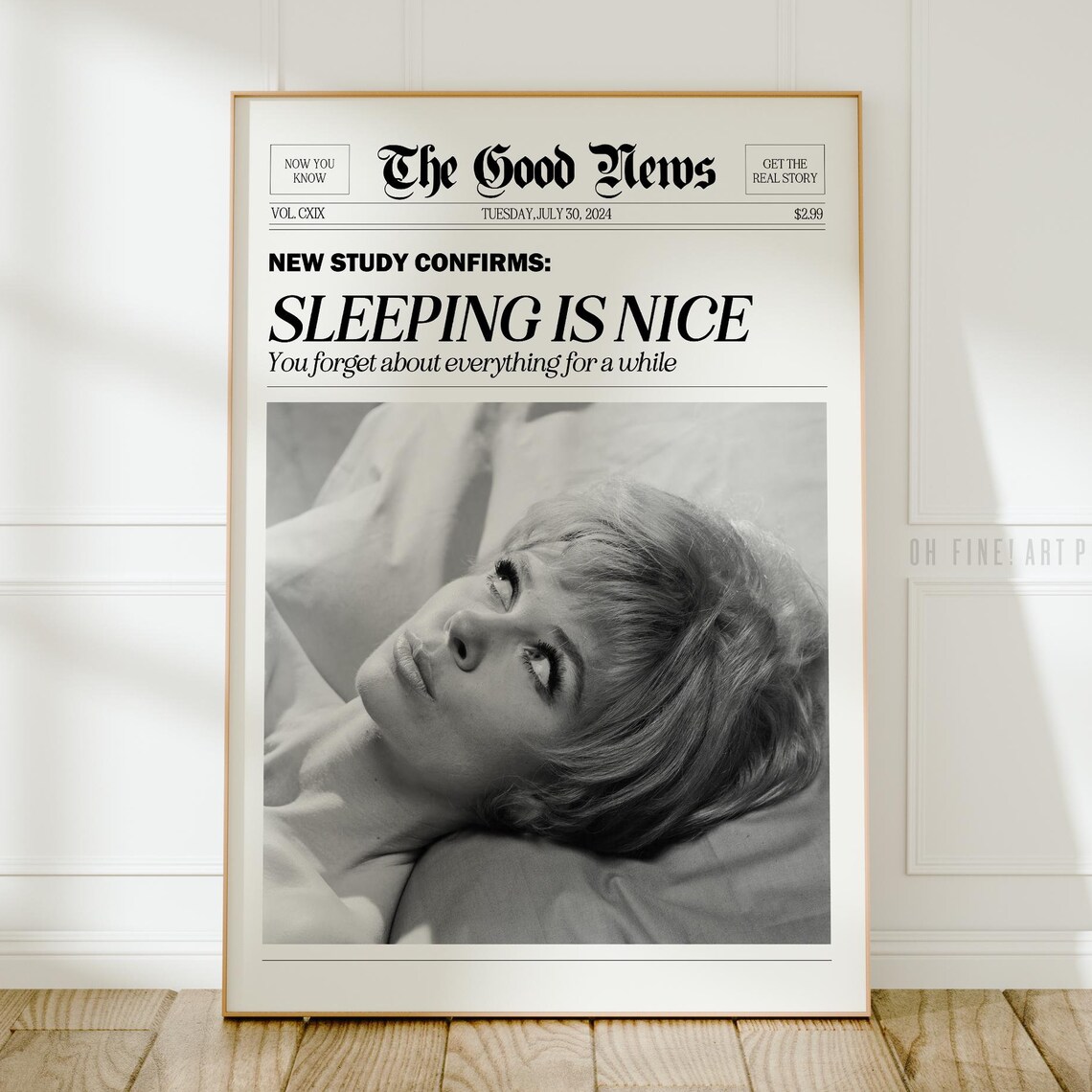 Retro Bedroom Decor Trendy Newspaper Print Aesthetic Apartment Wall Art Funny Preppy Dorm Room Decor Poster A175