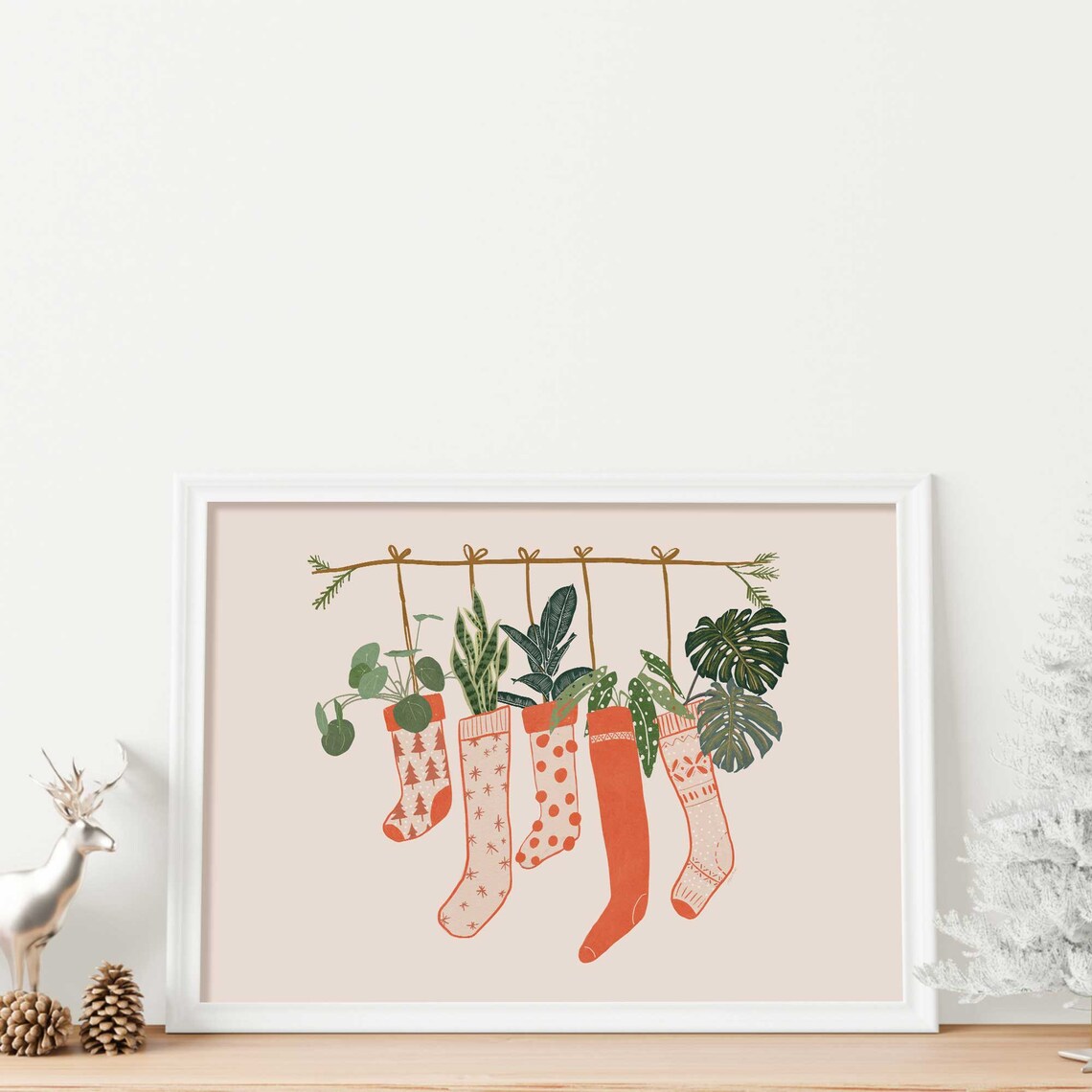 Christmas Plant Lover Art Print, Holiday Wall Decor - Image 2