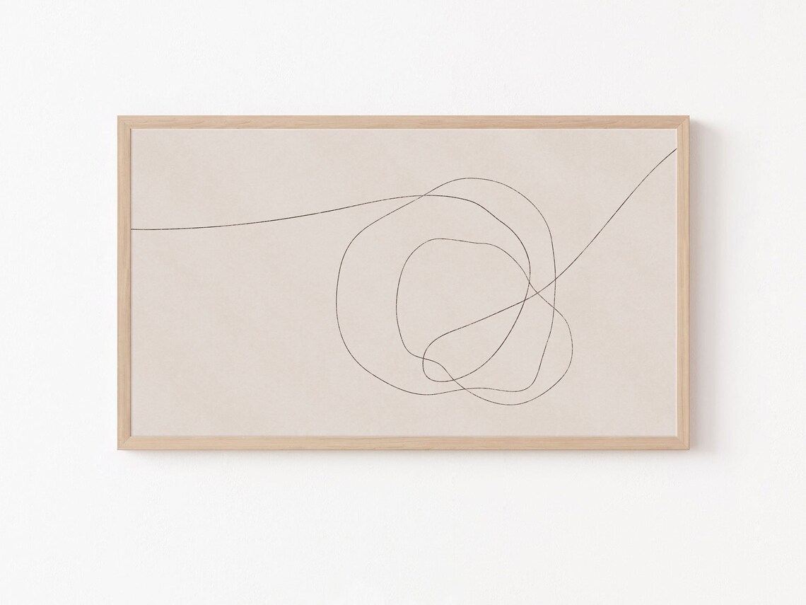 Abstract Line Art, Neutral Beige Art Print
