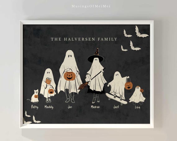 Personalized Ghost Family Halloween Art Print