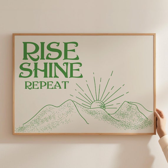 Vintage Bedroom Poster Trendy Horizontal Print Retro Bedroom Wall Art Positive Quote Art Minimalist Bedroom Poster Wall Art Green