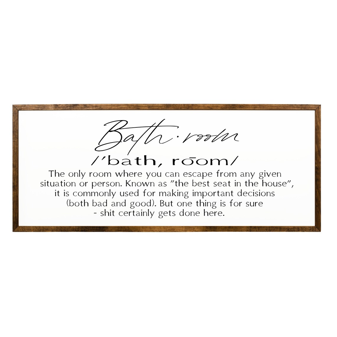 Definition Of Bathroom Sign, Funny Typography Art Print