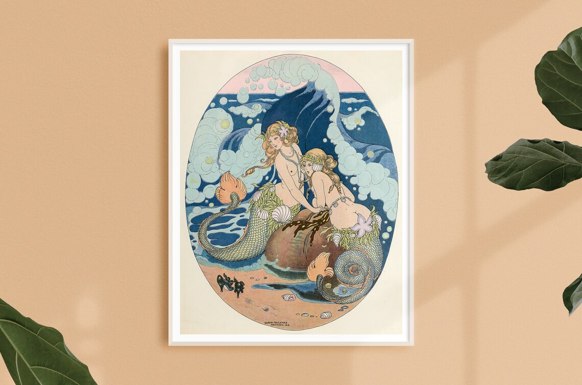 Vintage Mermaids Art Nouveau Poster Print, Gerda Wegener