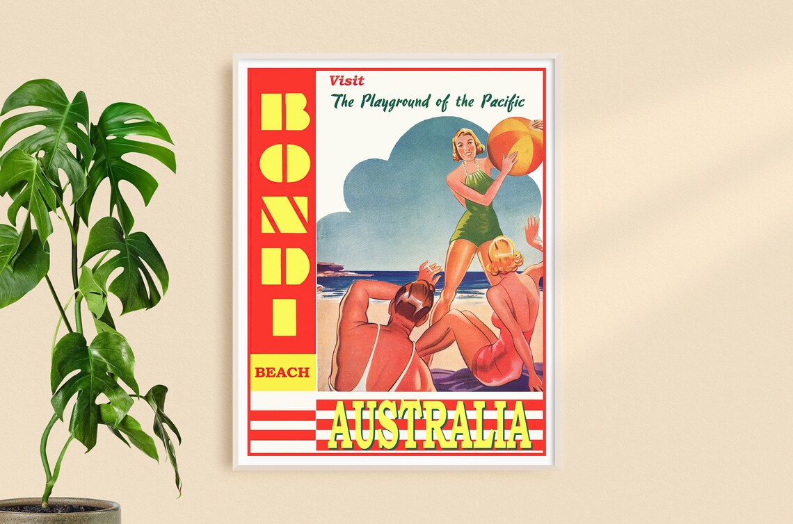 Visit Bondi Beach Australia Playground of the Pacific Travel Poster