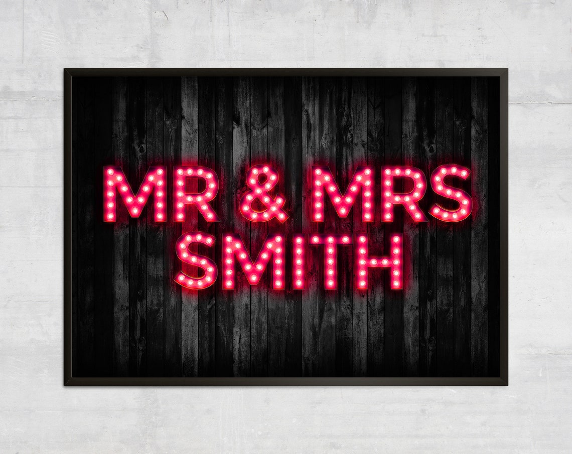 Custom Wedding Sign Red Personalised Gift Poster Favours