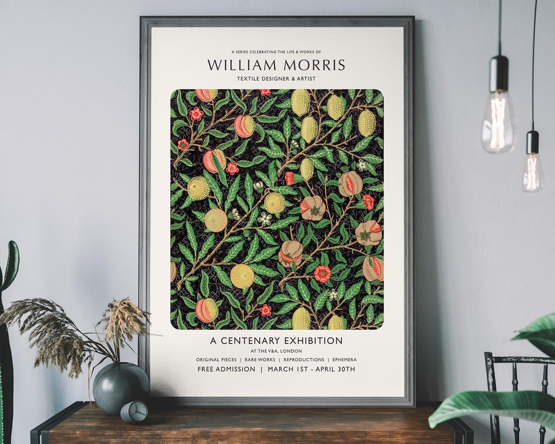 William Morris Fruit Pattern Centenary Exhibition London Poster