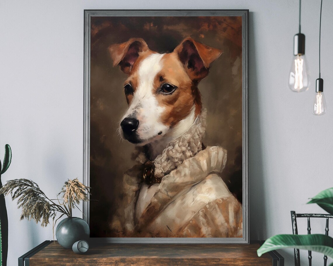 Jack Russel Portrait, Altered Dog-In-Clothes Art Print